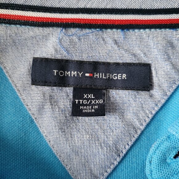Vintage 90’s Y2K Tommy Hilfiger Men’s XXL Polo Short-Sleeve Shirt, Blue, EUC - Picture 6 of 11